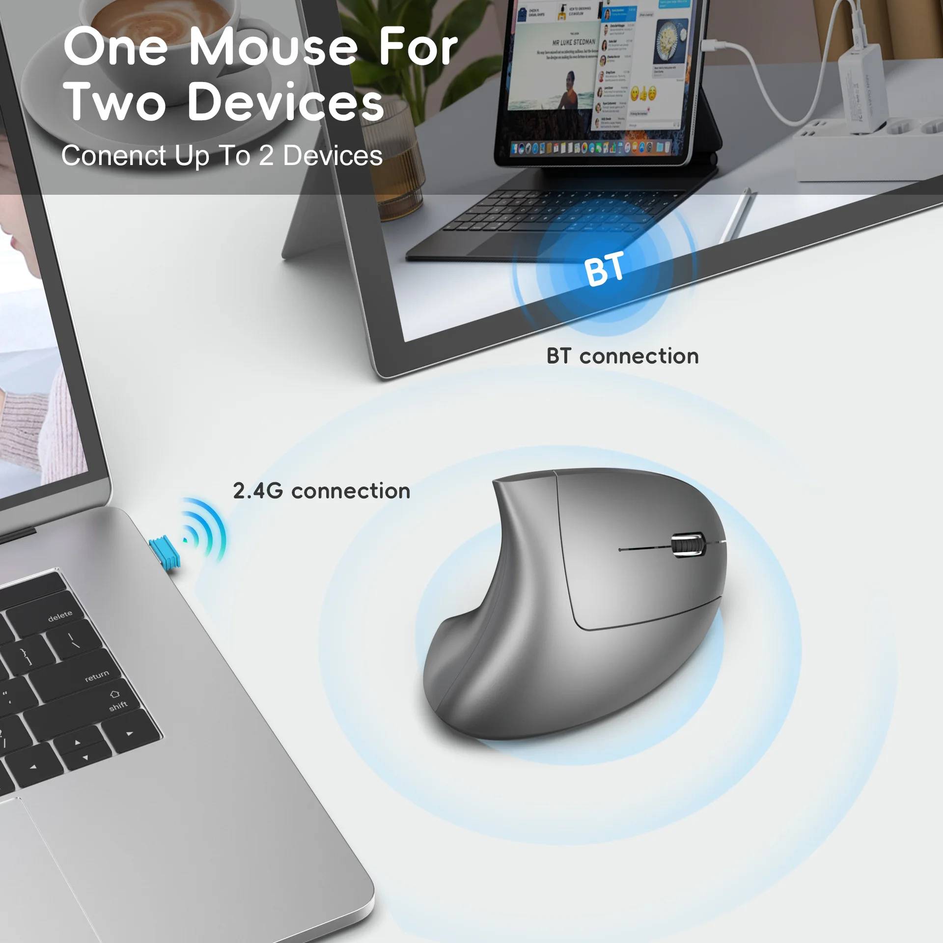 Vertical Ergonomic Gaming Mouse Wireless Rechargeable Gamer