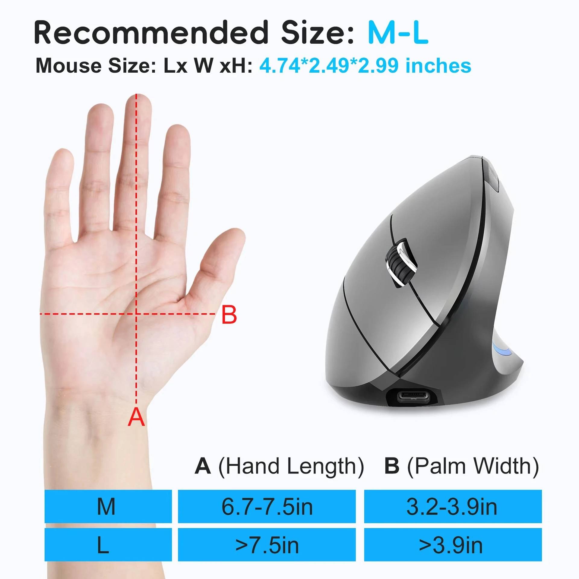Vertical Ergonomic Gaming Mouse Wireless Rechargeable Gamer